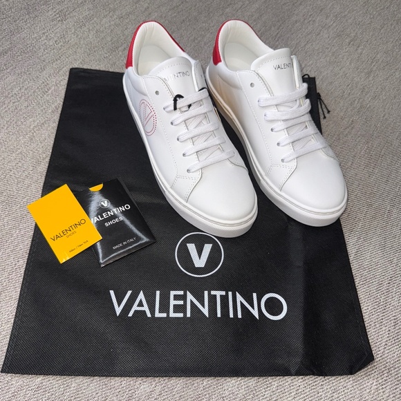 Valentino Petra Leather Sneakers with red accents